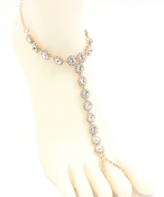 Big Rhinestone Point Toering Anklet AN330006 GOLD
